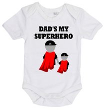 Load image into Gallery viewer, Dad’s My Superhero/Superdad Adult T-Shirt &amp; Baby Onesie Set
