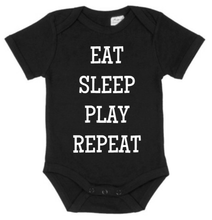 Load image into Gallery viewer, Eat Sleep Play Repeat/Feed No Sleep Entertain Repeat Maker Adult T-Shirt &amp; Baby Onesie Set
