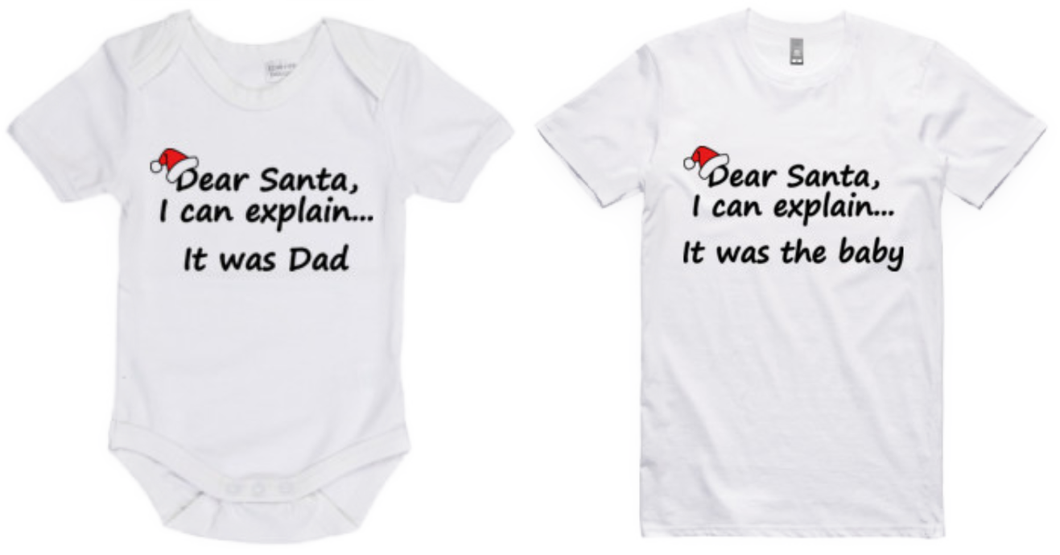 LIMITED EDITION CHRISTMAS Adult T-Shirt & Baby Onesie Set