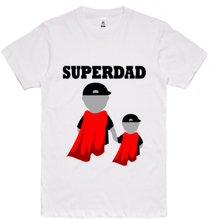 Load image into Gallery viewer, Dad’s My Superhero/Superdad Adult T-Shirt &amp; Baby Onesie Set
