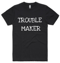 Load image into Gallery viewer, Trouble/Trouble Maker Adult T-Shirt &amp; Baby Onesie Set
